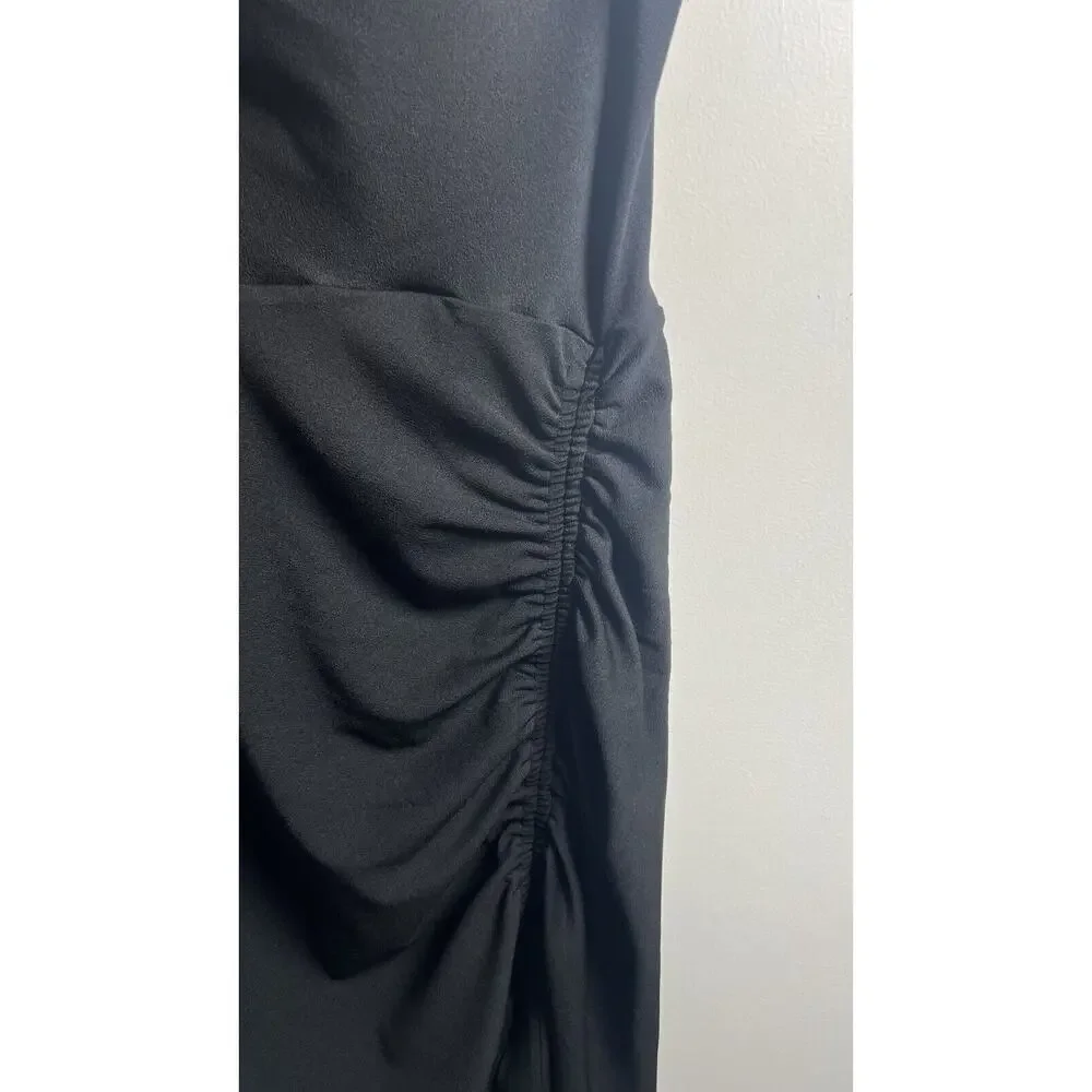 Anthropologie Cowl Neck Strappy Black Smocked Bodycon Event Party Dress Sz S NEW - Picture 8 of 14